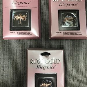 ROSE GOLD DRAGONFLY FLOWER, DIAMOND SHAPE EARWIRE